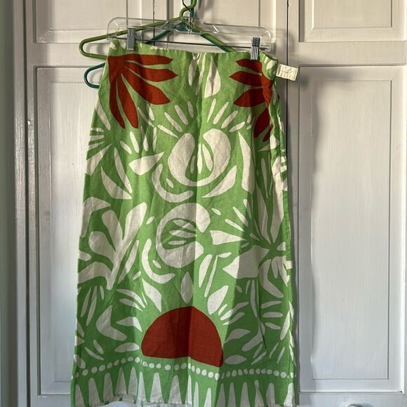 Dresses & Skirts - Maison d'Amelie green and white linen blend midi skirt - Size M